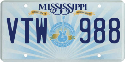 MS license plate VTW988