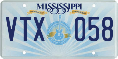 MS license plate VTX058