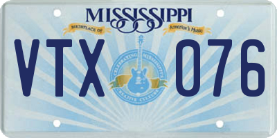 MS license plate VTX076