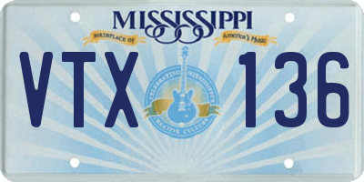 MS license plate VTX136
