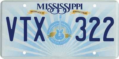 MS license plate VTX322