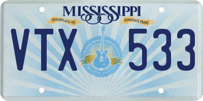 MS license plate VTX533