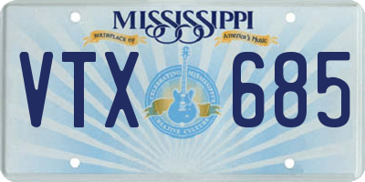 MS license plate VTX685