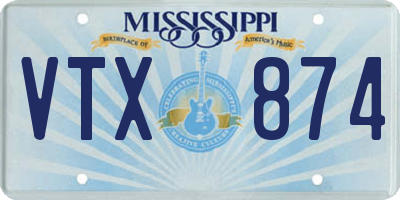 MS license plate VTX874