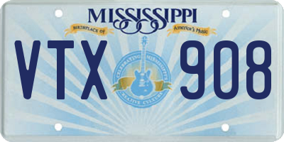 MS license plate VTX908