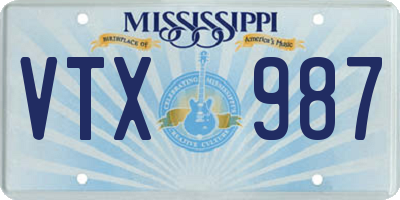 MS license plate VTX987