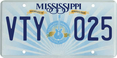 MS license plate VTY025