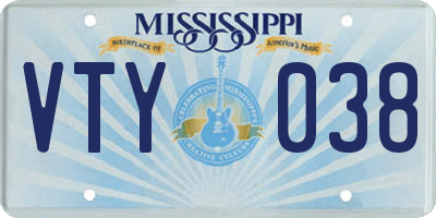 MS license plate VTY038