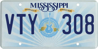 MS license plate VTY308