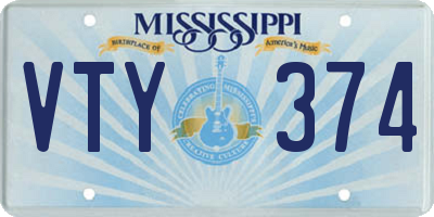 MS license plate VTY374