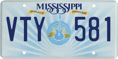 MS license plate VTY581