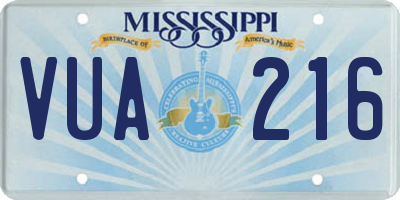 MS license plate VUA216