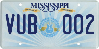 MS license plate VUB002