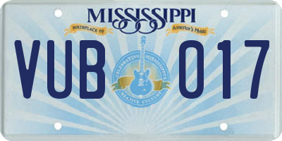 MS license plate VUB017