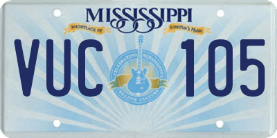 MS license plate VUC105