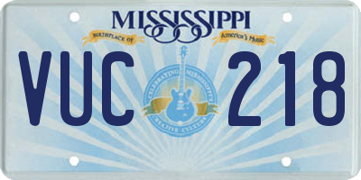 MS license plate VUC218