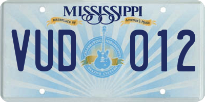 MS license plate VUD012
