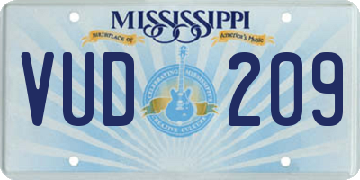 MS license plate VUD209