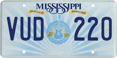 MS license plate VUD220