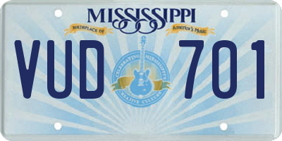 MS license plate VUD701