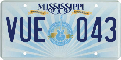 MS license plate VUE043