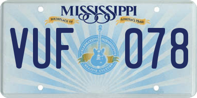 MS license plate VUF078