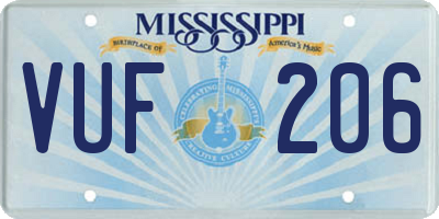 MS license plate VUF206