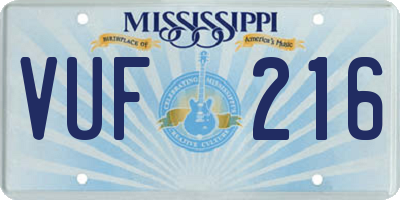 MS license plate VUF216