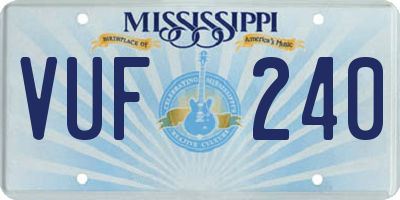 MS license plate VUF240