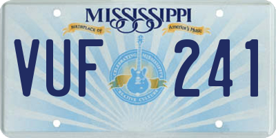 MS license plate VUF241