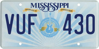 MS license plate VUF430