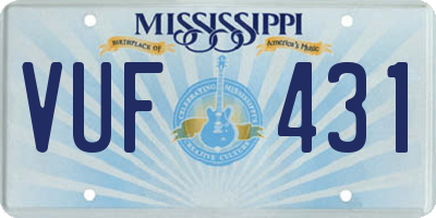 MS license plate VUF431