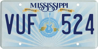 MS license plate VUF524