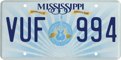 MS license plate VUF994