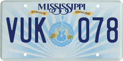 MS license plate VUK078