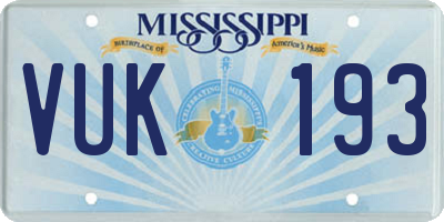 MS license plate VUK193