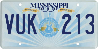 MS license plate VUK213