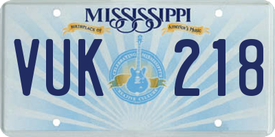 MS license plate VUK218
