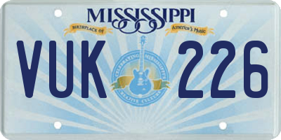 MS license plate VUK226