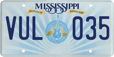 MS license plate VUL035