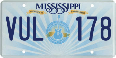 MS license plate VUL178