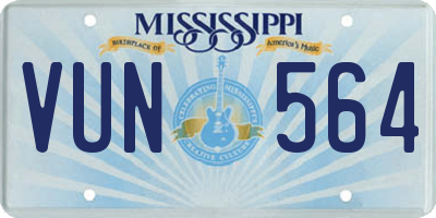 MS license plate VUN564