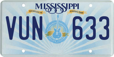MS license plate VUN633