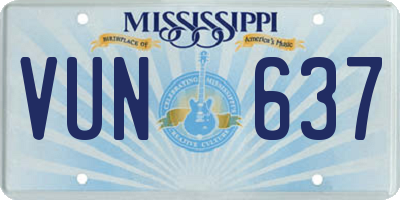 MS license plate VUN637