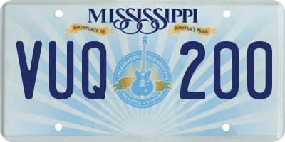 MS license plate VUQ200