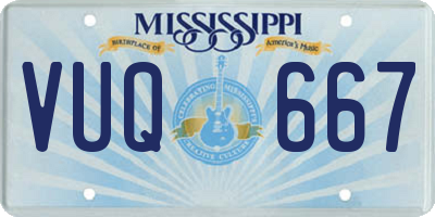 MS license plate VUQ667