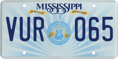 MS license plate VUR065