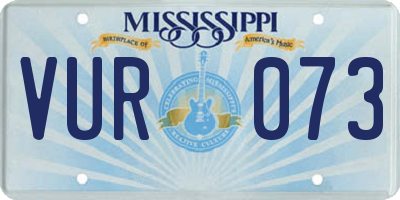 MS license plate VUR073