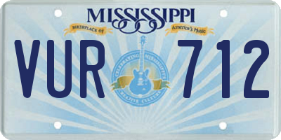 MS license plate VUR712