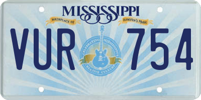 MS license plate VUR754